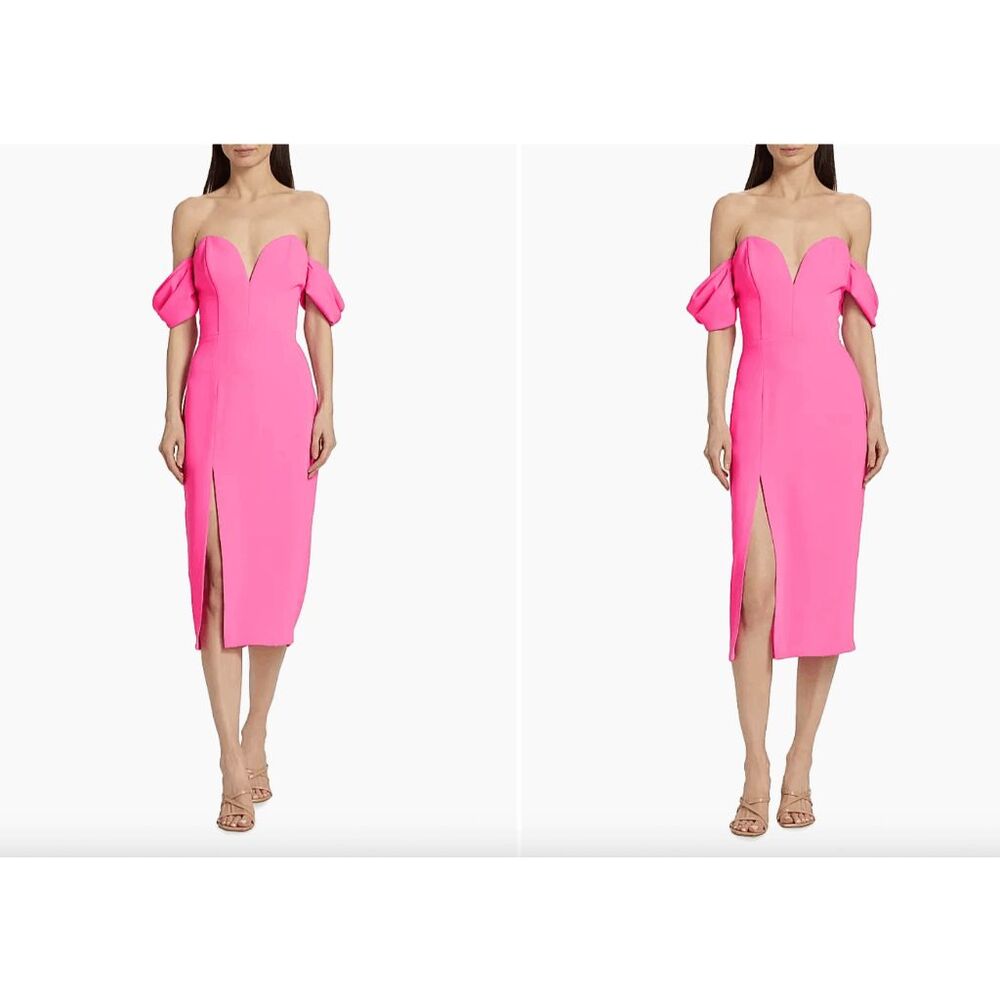 Amanda Uprichard Victoria Off-The-Shoulder Midi-Dress XS $255